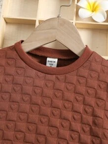 Toddler Girls Solid Ruffle Trim Sweatshirt & Joggers - Brown - View 4