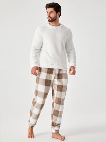Hombres Conjunto de pijama de cuadros - Multicolor - Ver 3