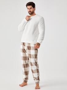 Hombres Conjunto de pijama de cuadros - Multicolor - Ver 4