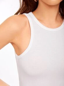 SHEIN EZwear 鐵鍊針織短款背心，外穿打扮上身 - 白色 - 查看 7