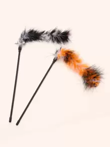 1 pieza varita de juguete para gato con plumas de color aleatorio, juguete con plumas para gato