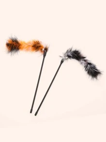 1 pieza varita de juguete para gato con plumas de color aleatorio, juguete con plumas para gato