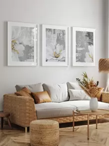 3入組花朵圖案無框畫 - 彩色 - 查看 4