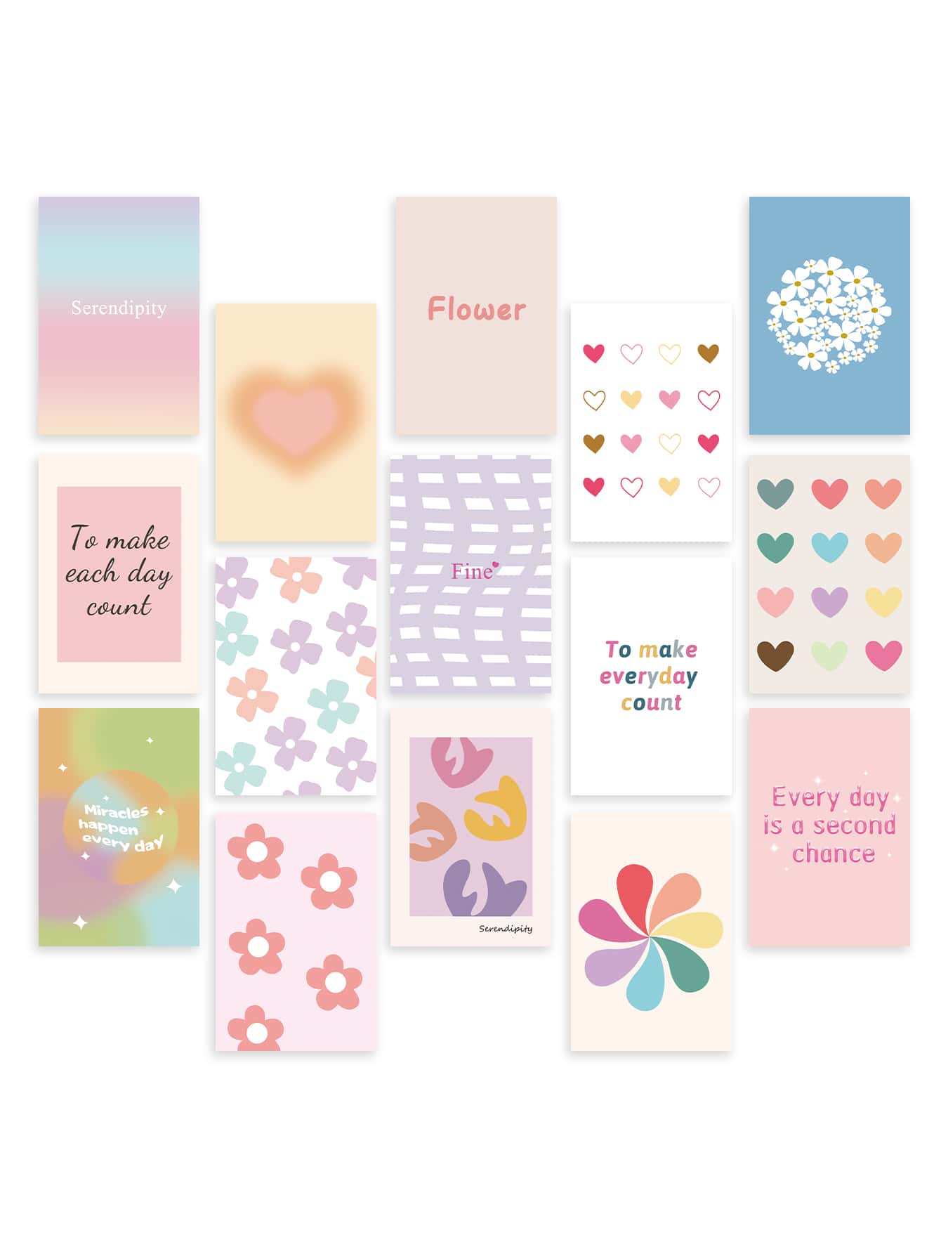 15pcs Mixed Pattern Postcard - Multicolor - View 1