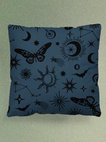 ROMWE Fairycore 1pc Galaxy & Butterfly Print Cushion Cover Without Filler - Multicolor - View 1
