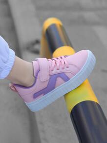 Girls Two Tone Hook-and-loop Fastener Skate Shoes