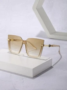 1 chiếc kính tích hợp gọng vuông thời trang dành cho nữ để đeo hàng ngày - Màu Khaki - Xem 1