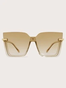 1 chiếc kính tích hợp gọng vuông thời trang dành cho nữ để đeo hàng ngày - Màu Khaki - Xem 2