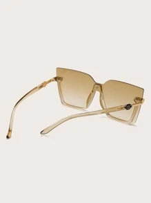 1 chiếc kính tích hợp gọng vuông thời trang dành cho nữ để đeo hàng ngày - Màu Khaki - Xem 4