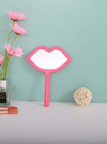 Espejo con forma de labios con mango, espejo de tocador, decoración para sala de estar, dormitorio, baño, casa, artículos de viaje, boda, fiesta, cumpleaños, regalos para hombres, mamá, papá, mejores amigos, maestros, Año Nuevo, accesorios, regalo divertido, maquillaje, barato, decoración de habitación, tocador, viaje, dormitorio, accesorios de maquillaje, espejo, espejo de tocador, mini espejo, espejo compacto, espejo pequeño, espejo de mano - Rosa Fucsia - Ver 2