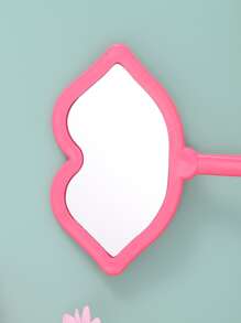 Espejo con forma de labios con mango, espejo de tocador, decoración para sala de estar, dormitorio, baño, casa, artículos de viaje, boda, fiesta, cumpleaños, regalos para hombres, mamá, papá, mejores amigos, maestros, Año Nuevo, accesorios, regalo divertido, maquillaje, barato, decoración de habitación, tocador, viaje, dormitorio, accesorios de maquillaje, espejo, espejo de tocador, mini espejo, espejo compacto, espejo pequeño, espejo de mano - Rosa Fucsia - Ver 3