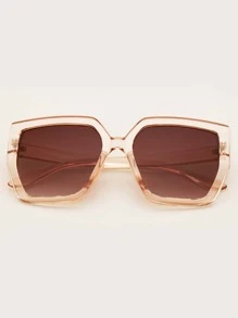 1pc Women's Fashionable Plastic Frame Oversize Eyeglasses For Daily Wear As Decoration - Brown - View 2