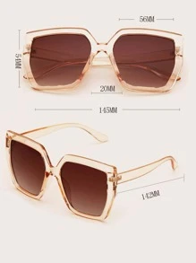 1pc Women's Fashionable Plastic Frame Oversize Eyeglasses For Daily Wear As Decoration - Brown - View 4