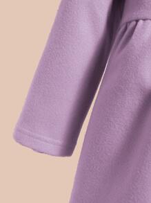 Toddler Girls Ruffle Trim Tweed Overcoat & Bag & Hat - Purple - View 4