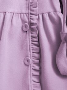 Toddler Girls Ruffle Trim Tweed Overcoat & Bag & Hat - Purple - View 5