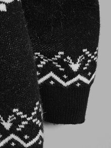 GENTILAND Hombres Jersey de color combinado alce de Navidad & con patrón de letra - Multicolor - Ver 4