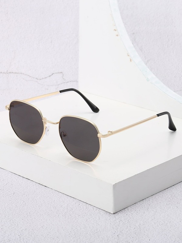 1 buc. Ochelari de soare cu ramă metalică pentru femei, formă poligonală, potriviți pentru purtare zilnică, ochelari de soare vintage, accesorii de plajă, accesorii de plajă pentru femei, ochelari de soare, elemente de bază, toamnă și iarnă, ținute de femei, haine, cadouri casual de afaceri pentru vară, vacanță la plajă, în aer liber, călătorii