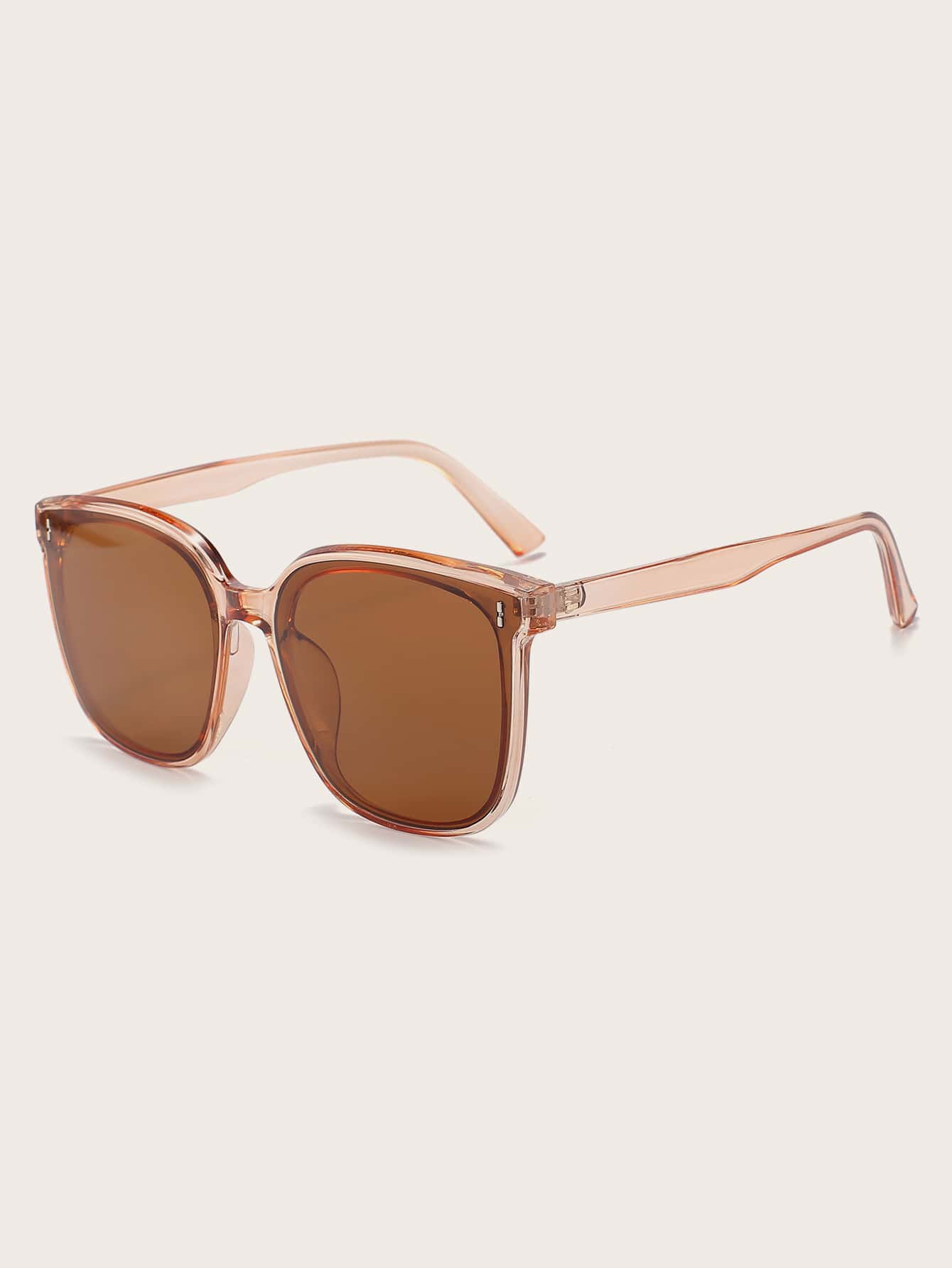1pc Women's Fashionable Square Eyewear, Suitable For Daily Wear & Decoration Beach Accessories For Women Glasses Shades For Summer Beach Vacation,Outdoor,Travel - Brown - View 1