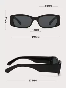 1pc Women's Fashion Square Black Frame Glasses For Daily Wear - Dark Grey - View 4