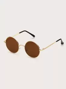 1pc Metal Frame Round Fashion Eyeglasses For Children, Suitable For Daily Use - Brown - View 1