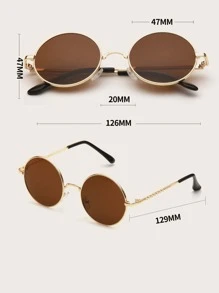 1pc Metal Frame Round Fashion Eyeglasses For Children, Suitable For Daily Use - Brown - View 3
