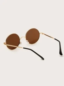 1pc Metal Frame Round Fashion Eyeglasses For Children, Suitable For Daily Use - Brown - View 4