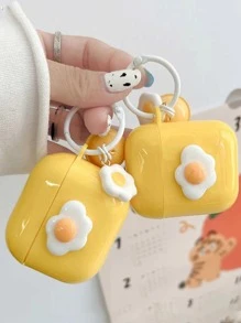 Funda compatible con Airpods dulce con diseño de huevo frito - Amarillo - Ver 1