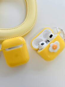 Funda compatible con Airpods dulce con diseño de huevo frito - Amarillo - Ver 2