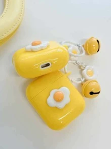 Funda compatible con Airpods dulce con diseño de huevo frito - Amarillo - Ver 3