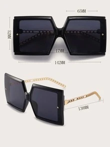 Kính râm gọng vuông - Màu xám đen - Xem 4