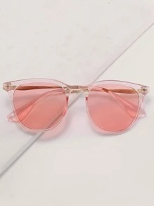 1 Pair Women's Square Shape Multi-Color Studded Fashion Glasses, Suitable For Everyday Wear - Pink - View 2