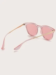 1 Pair Women's Square Shape Multi-Color Studded Fashion Glasses, Suitable For Everyday Wear - Pink - View 4