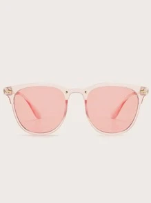 1 Pair Women's Square Shape Multi-Color Studded Fashion Glasses, Suitable For Everyday Wear - Pink - View 3
