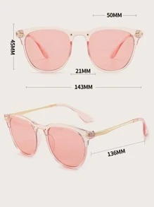 1 Pair Women's Square Shape Multi-Color Studded Fashion Glasses, Suitable For Everyday Wear - Pink - View 5