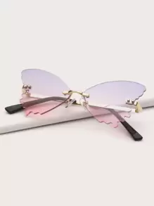 1入組金屬無框孩子們蝴蝶形時尚眼鏡適用於日常穿著 - 彩色 - 查看 1