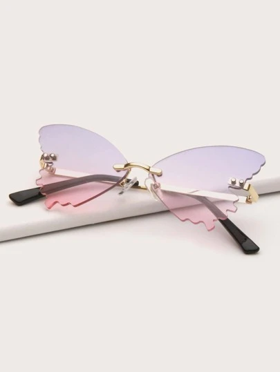 1入組金屬無框孩子們蝴蝶形時尚眼鏡適用於日常穿著