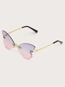 1入組金屬無框孩子們蝴蝶形時尚眼鏡適用於日常穿著 - 彩色 - 查看 2