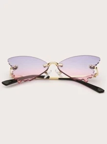 1入組金屬無框孩子們蝴蝶形時尚眼鏡適用於日常穿著 - 彩色 - 查看 3