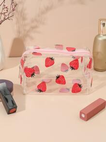 Strawberry Clear Square Makeup Bag - Clear - View 4