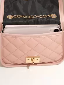 防水、輕巧、商務休閒迷你絎縫圖案鏈條方形包適合青少年女大學生、菜鳥和白領，非常適合辦公室、大學、工作、商務、通勤