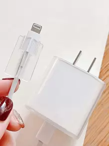 2入組透明數據綫保護頭和充電頭套套裝 - 無色 - 查看 1