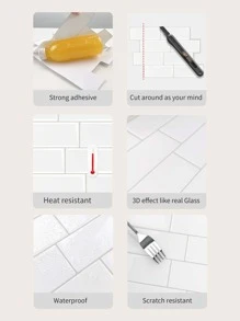 1 miếng dán tường 3D chống thấm nước - trắng - Xem 6