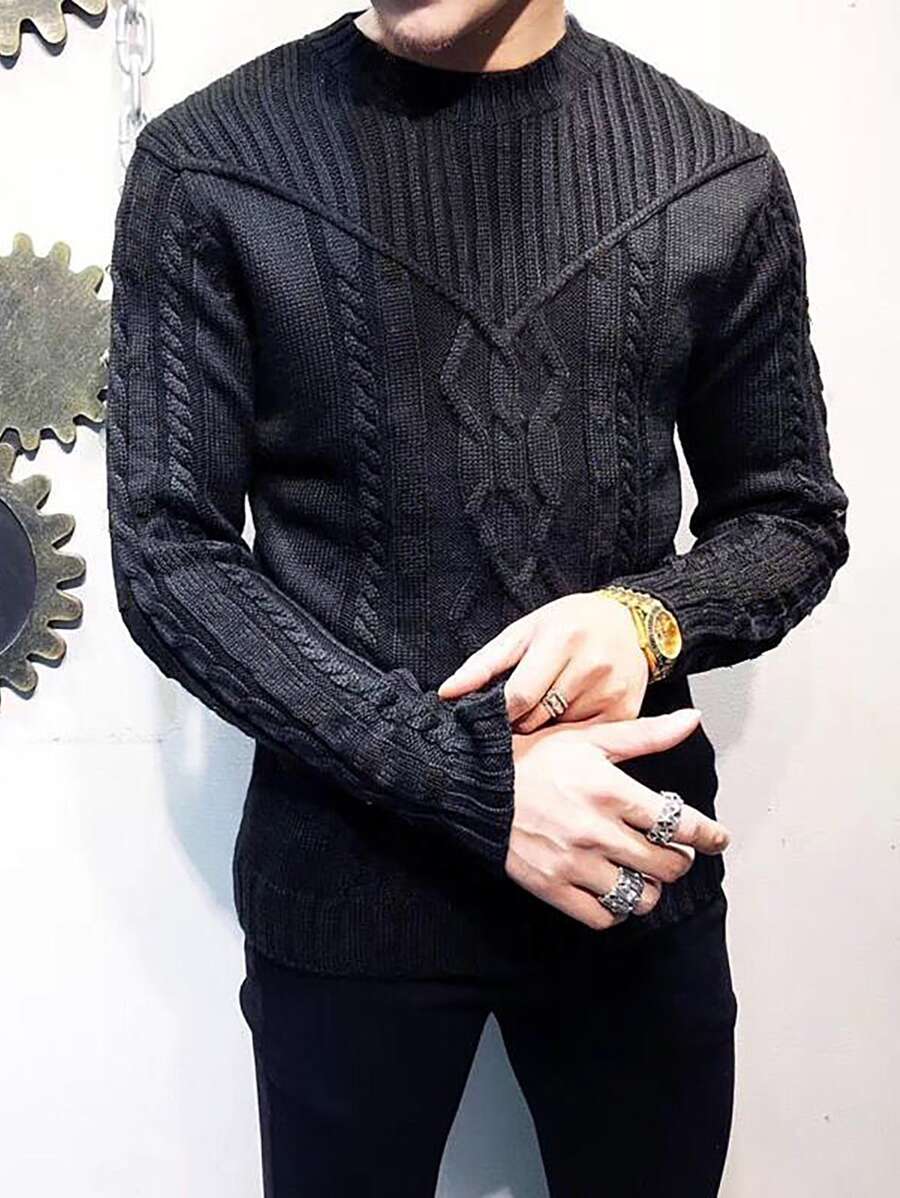 Manfinity Homme Hombres Jersey unicolor tejido de canalé