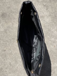 防水、轻便、商务休闲、大容量绗缝金属装饰链条手提包，适合少女、女大学生、新秀和白领工作者，非常适合办公室、大学、工作、商务、通勤、户外、旅行、郊游书包、返校、大容量、经典休闲、便携、商务休闲，适合少女、女大学生、新秀和白领工作者、白领工作者，非常适合返校、中学、高中、大学、办公室、工作、商务、通勤 - 黑色 - 查看 6