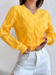 RueChic Cable Knit Lantern Sleeve Jumper