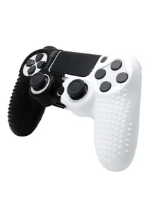 PS4 Black & White Splash Silicone Controller Grip, Anti-Sweat And Anti-Slip (Asymmetrical Black & White Dye Placement) - Black and White - View 6