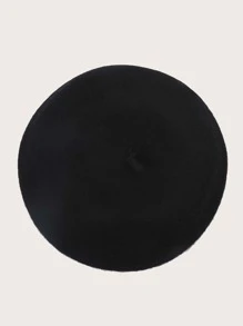 水鑽和字母裝飾貝雷帽 - 黑色 - 查看 3