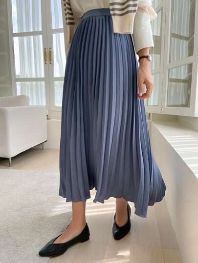 DAZY High Waist Solid Pleated Skirt