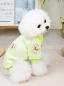 1 áo hoạt hình họa tiết gấu thú cưng cho chó và mèo cho mùa thu và mùa đông - Màu xanh Bạc hà - Xem 2