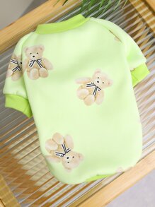 1 áo hoạt hình họa tiết gấu thú cưng cho chó và mèo cho mùa thu và mùa đông - Màu xanh Bạc hà - Xem 4